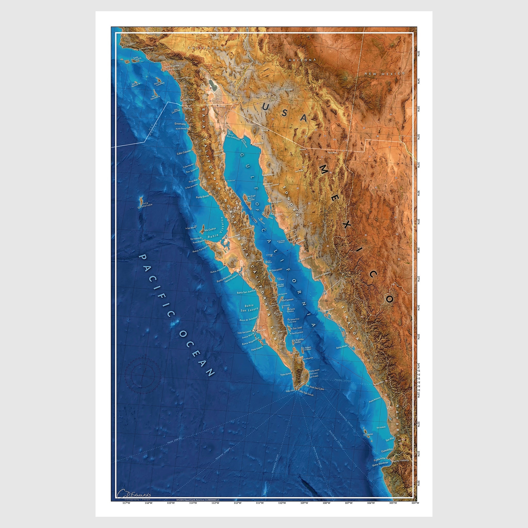 Map of Baja and the Gulf of California - www.cdedwards.com