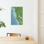 British Columbia map print in dining room wall setting, ideal for adventure planning and home decor.​