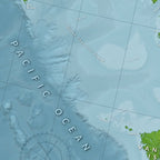 A zoomed in image showing the complex bathymetry texture of the continental shelf that runs north-south up the BC coast.